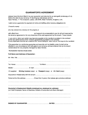 Guarantor's Agreement for Tenancy