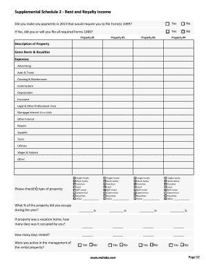 Supplemental Schedule 2 – Rent and Royalty Income