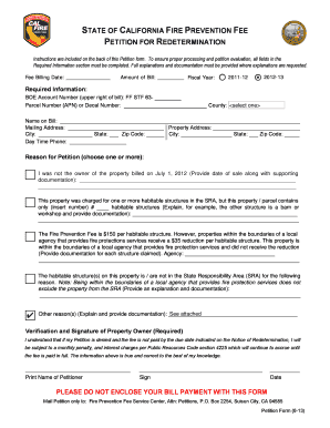 California Fire Prevention Fee Petition for Redetermination