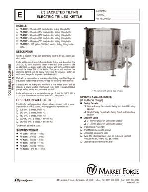 Tilting Tri-Leg Kettle Order Form