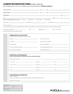 UCLA Summer Camps Registration Form