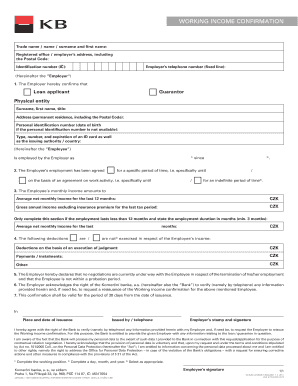 Czech Republic Working Income Confirmation