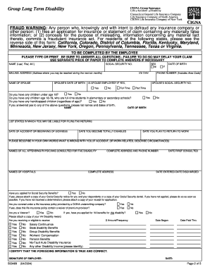 CIGNA Group Long Term Disability Claim Form