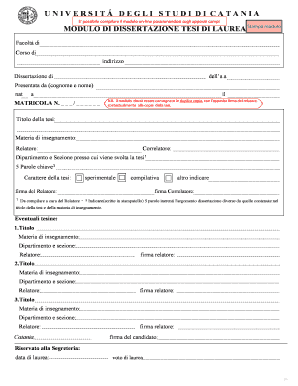 Modulo di Dissertazione Tesi di Laurea