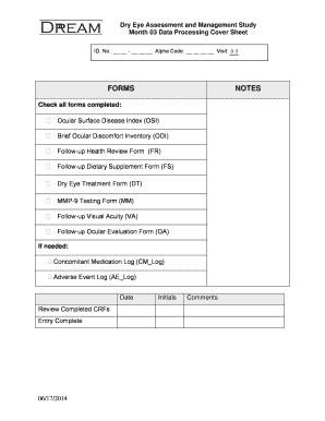 Dry Eye Assessment and Management Study Forms