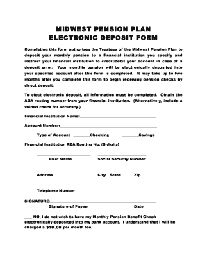Midwest Pension Plan Electronic Deposit Form