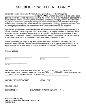 Specific Power of Attorney for Lease Signing