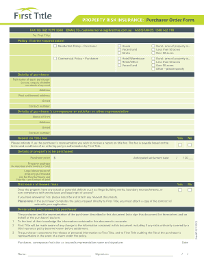 Property Risk Insurance Purchaser Order Form