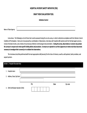 Hospital Patient Safety Initiative Infection Control Survey Form