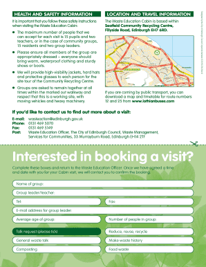 Waste Education Cabin Visit Form