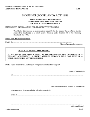 Scotland Short Assured Tenancy Notice AT5