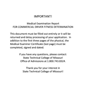 Commercial Driver Medical Examination Report