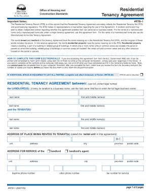 British Columbia Residential Tenancy Agreement
