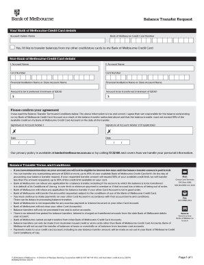 Bank of Melbourne Balance Transfer Request