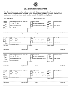Charter Member Report Form