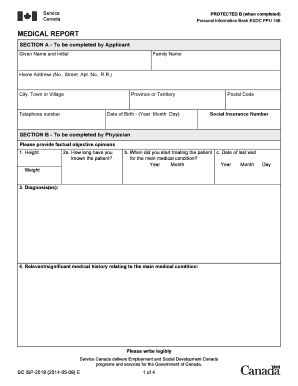 Canada Pension Plan Disability Medical Report