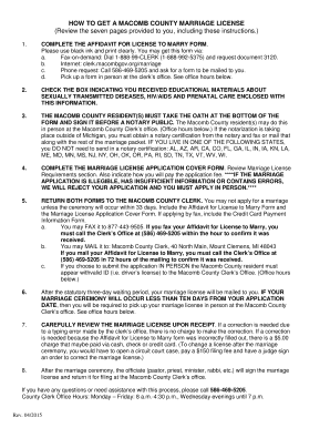 Macomb County Marriage License Application