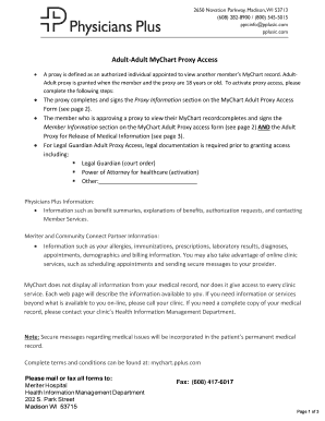Adult-Adult MyChart Proxy Access Form