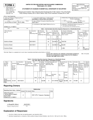 Form 4 Statement of Changes in Beneficial Ownership