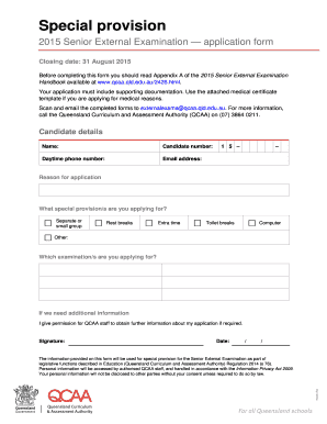 2015 Senior External Examination Application Form