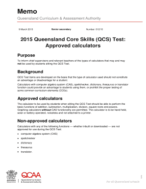 Queensland Core Skills Test Calculator Declaration