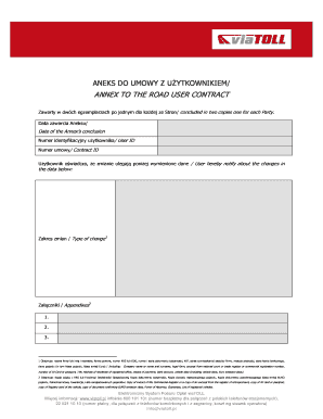 Annex to Road User Contract