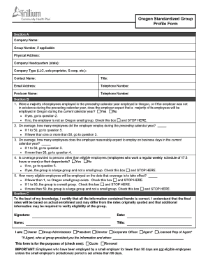 Oregon Standardized Group Profile Form