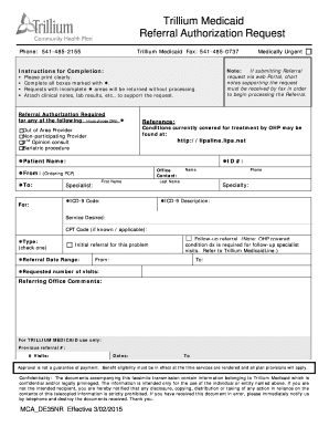 Trillium Medicaid Referral Authorization Request