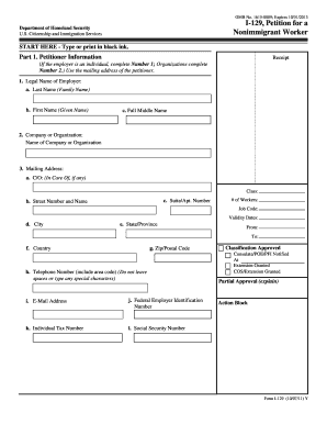 Form I-129 Petition for Nonimmigrant Worker