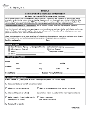 Voluntary SelfIdentification Information