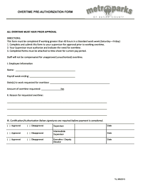 Overtime Pre-Authorization Form