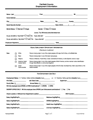 Fairfield County Employment Information Form