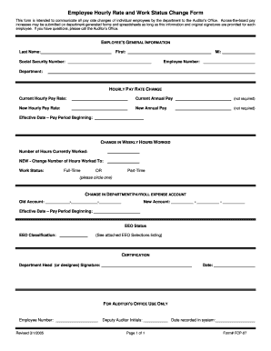 Employee Hourly Rate and Work Status Change Form