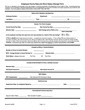 Employee Hourly Rate and Work Status Change Form