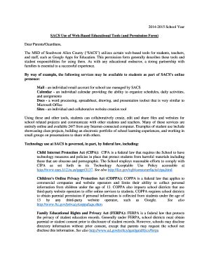 SACS Web-Based Educational Tools Permission Form