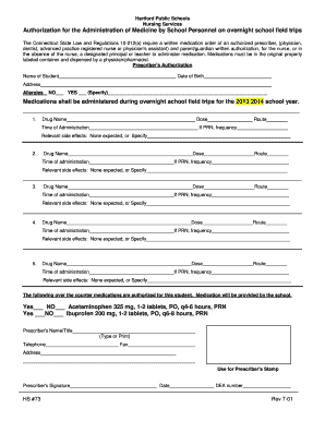 Connecticut School Medication Authorization Form