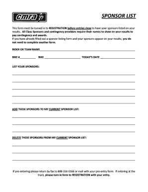 Sponsor Listing Form