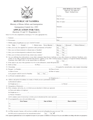 Namibia Visa Application Form