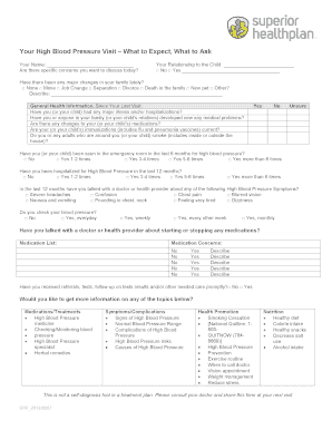 High Blood Pressure Visit Form