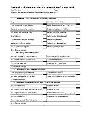 Integrated Pest Management Application Form