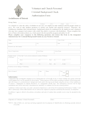 Criminal Background Check Authorization Form