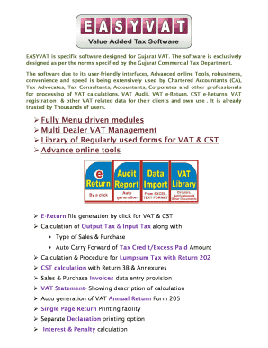 EASYVAT is specific software designed for Gujarat VAT