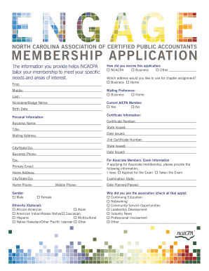 North Carolina CPA Membership Application