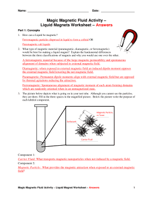 Liquid Magnet Worksheet Answers