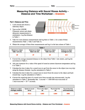 Distance and Time Worksheet Answers - Teach Engineering