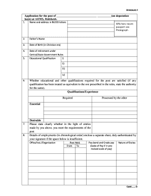 Application for Post on Deputation Basis
