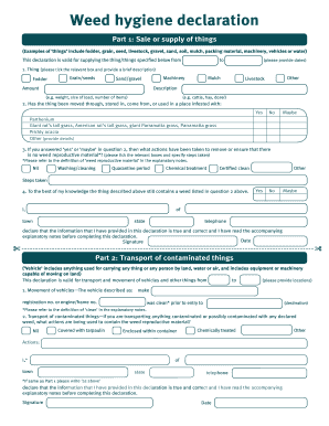 Weed Hygiene Declaration