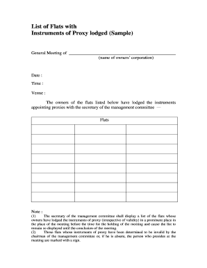 List of Flats with Proxy Instruments