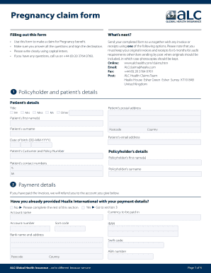 Pregnancy Benefit Claim Form