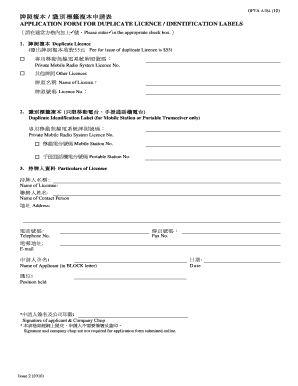 Hong Kong Duplicate Licence Application